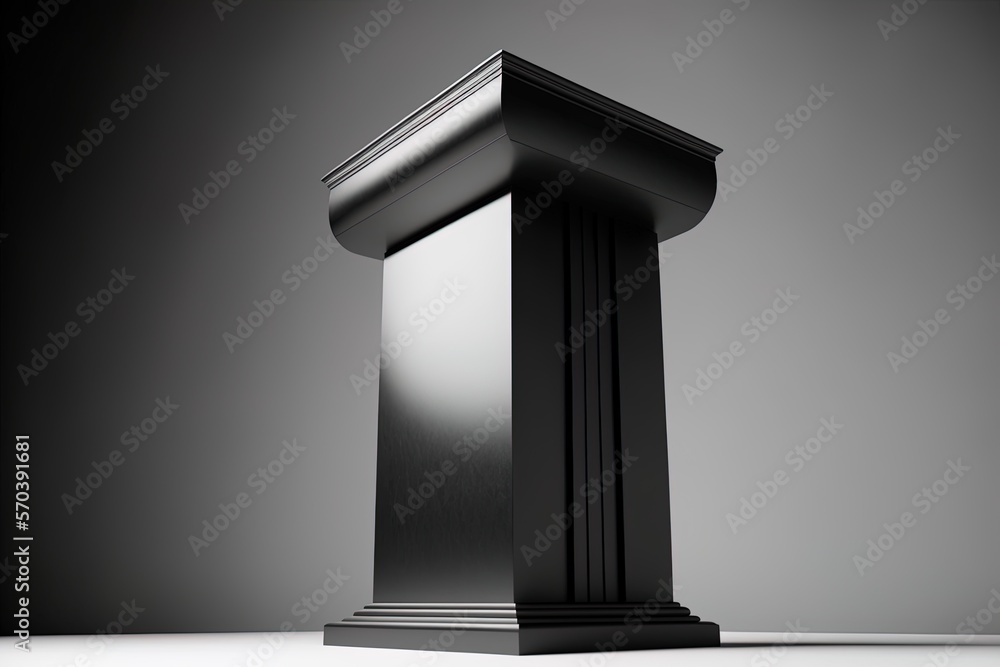 Poster empty podium or stand in front of a showcase generative ai
