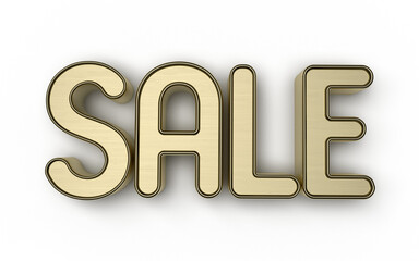 Isolated Word SALE, Larger than Life 3D Alphabet Illustration on White Background.
