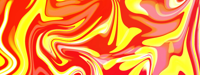 Abstract beautiful red and yellow fire texture background. Abstract colorful liquid oil marble picture with glowing effect. Modern banner, fluid trendy background.