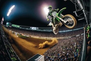Supercross Rider on a Motorcycle Racing