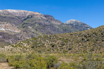 Beautiful mountain landscape of Quebrada El Diablo in Chile, Traveling on the Carretera Austral