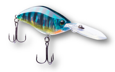 Shadow under a blue and gold fishing lure