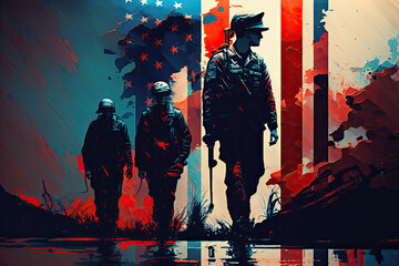 Memorial Day Background  for Military made with generative ai