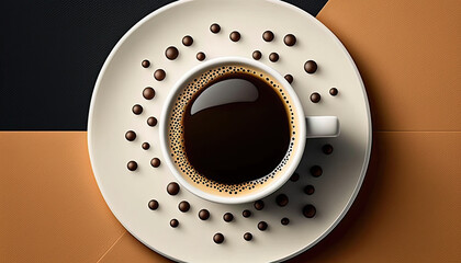 coffee cup and coffee beans, created with Generative AI