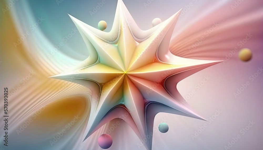 Poster an abstract image of a star surrounded by bubbles of light and colors, with a blue background and a 