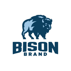 Mascot bison vector logo. Illustrative buffalo logo.