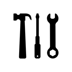 tool, hammer, tools, wrench, equipment, pliers, isolated, work, construction, set, repair, white, icon, black icon, spanner, steel, vector, hardware, industrial, collection, building, metal,
