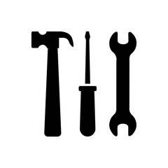 tool, hammer, tools, wrench, equipment, pliers, isolated, work, construction, set, repair, white, icon, black icon, spanner, steel, vector, hardware, industrial, collection, building, metal, 