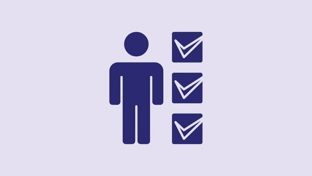 Blue User of man in business suit icon isolated on purple background. Business avatar symbol user profile icon. Male user sign. 4K Video motion graphic animation