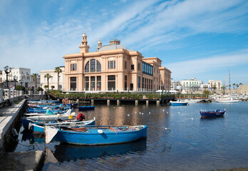 Bari - The panorama of harbor and Teatro Margherita.