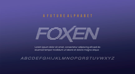 Modern thin line font alphabet. Digital font technology. vector illustration