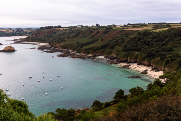 View from Falaise de Beg an Fry to Plage de Vilin Izella, Brittany, France