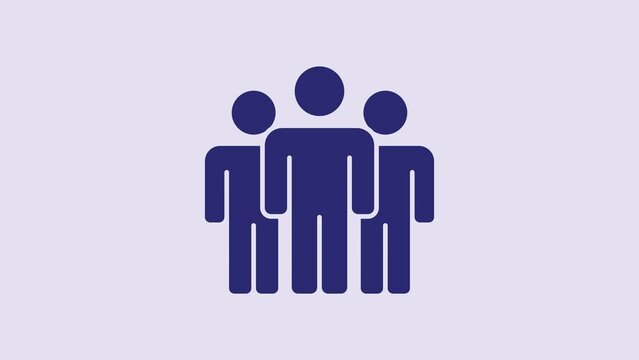 Blue Users Group Icon Isolated On Purple Background. Group Of People Icon. Business Avatar Symbol - Users Profile Icon. 4K Video Motion Graphic Animation