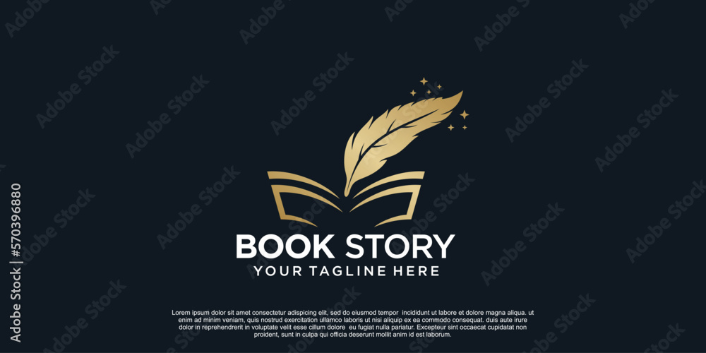 Wall mural Book story logo design with simple concept Premium Vector Part 2