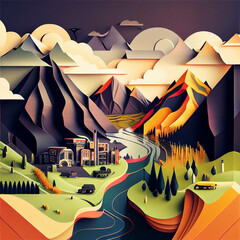 landscape illustration. Generative AI