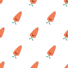 Kawaii carrot character - adorable seamless pattern