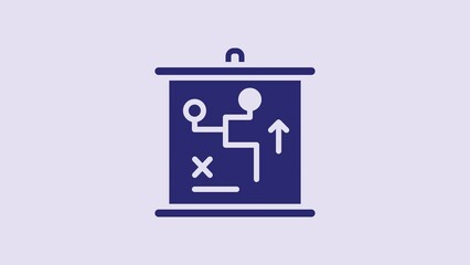 Blue Planning strategy concept icon isolated on purple background. Cup formation and tactic. 4K Video motion graphic animation