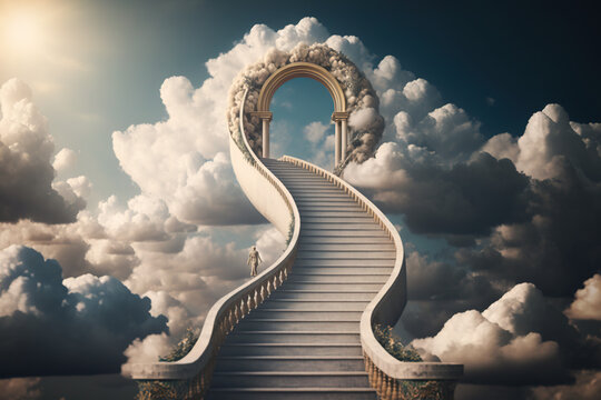 A Stairway to Heaven Background - Stairways Series - Stairway to Heaven background wallpaper created with Generative AI technology