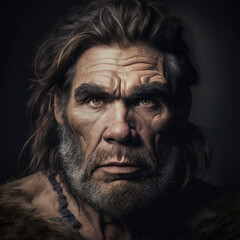 Fototapeta premium Prehistoric man Portrait-Generative AI