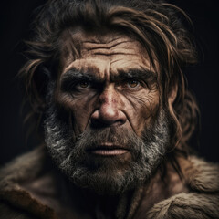 Obraz premium Prehistoric man Portrait-Generative |AI