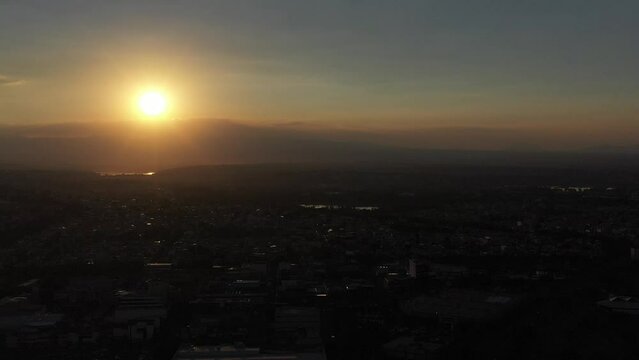 sunset over the city