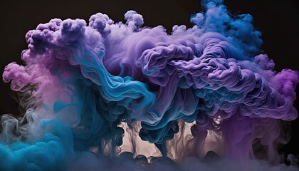  a group of colorful smokes floating in the air on a black background with a black background behind them and a black background with a white border.  generative ai