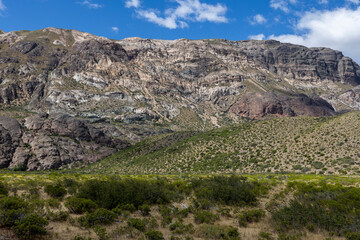 Fototapeta na wymiar Beautiful mountain landscape of Quebrada El Diablo in Chile, Traveling on the Carretera Austral 