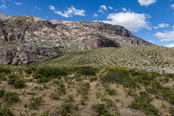 Fototapeta na wymiar Beautiful mountain landscape of Quebrada El Diablo in Chile, Traveling on the Carretera Austral 