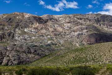 Beautiful mountain landscape of Quebrada El Diablo in Chile, Traveling on the Carretera Austral
