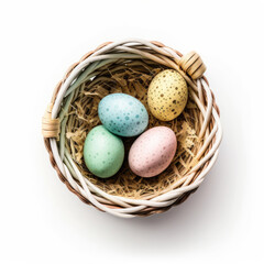 Naklejka na ściany i meble Cute Easter Eggs Isolated. Illustration Generative AI