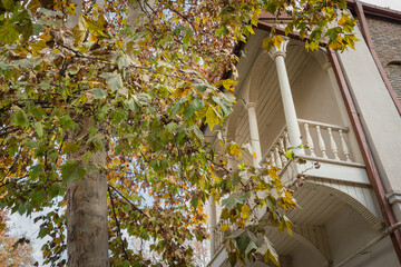 house in the autumn, balcony