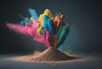 colorful explosions of chalk, generative ai