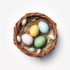 Naklejka na ściany i meble Cute Easter Eggs Isolated. Illustration Generative AI
