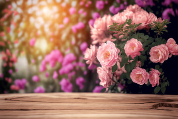 Pink roses background created with generative Ai technology