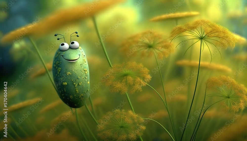 Poster a bug that is standing in the grass near some flowers and grass with a bug on it's back legs and a b