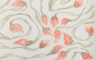Flowers Watercolor hand-made floral 