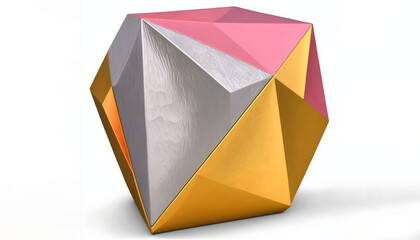  a 3d rendering of a pink and yellow object with a white background and a white rectangle with a yellow rectangle in the center.  generative ai