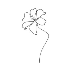 Vector contour silhouette. Lily flower icon. One line continuous drawing isolated. Floral design, botanical print, beauty branding, card, poster, logo. Minimal contemporary drawing.
