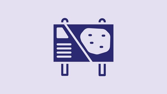 Blue Amusement park billboard icon isolated on purple background. Entertainment in vacation. 4K Video motion graphic animation