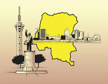 Vector compositional illustration of Kinshasa, Democratic Republic of the Congo