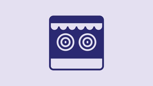 Blue Shooting gallery icon isolated on purple background. 4K Video motion graphic animation