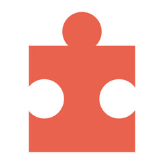 simple flat red jigsaw puzzle piece