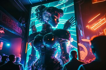 Billboard in a futuristic cyberpunk city, generative AI