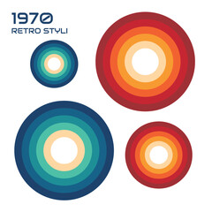 Background in the style of the 1970s. retro circles, layout, banner. Retro style. Vector