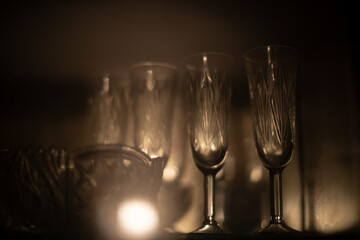 Drink glasses. Crystal set. Glasses.