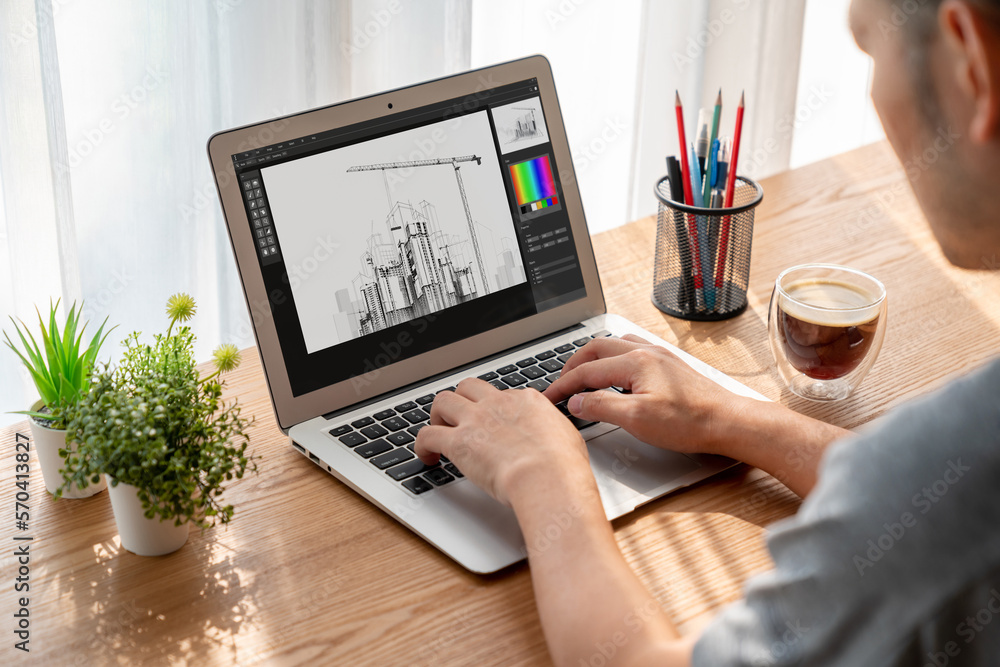 Poster architectural design modish software application for architect business and professional designer