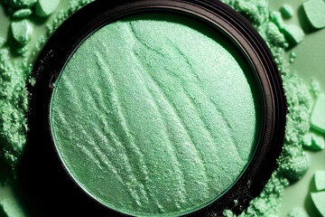 Green eyeshadow, macro. AI generated image.