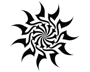 cogwheel symbol or tattoo vector design in black and white with sharp edges like a spear can be used as a tattoo or logo