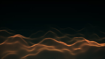 Digital texture wave background. The futuristic abstract structure of network connection. Big data visualization. 3D rendering.