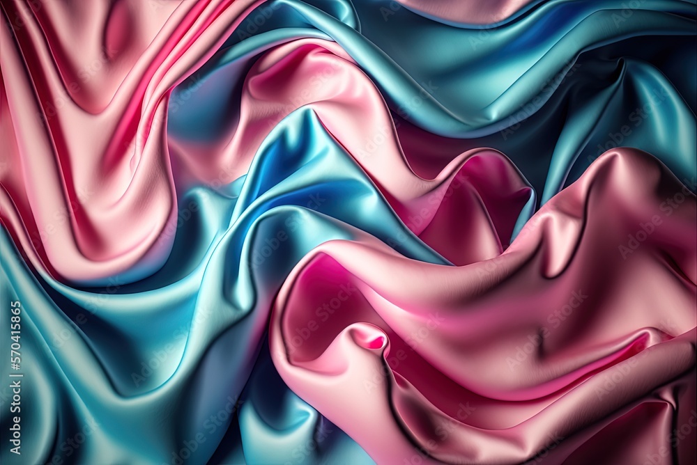 Poster the fabric has folds and ripples in pink and blue. ambiance surface pattern with a variety of colors